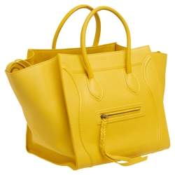 Pre Owned Celine Yellow Leather Medium Phantom Luggage Tote 