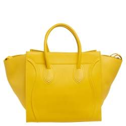 Pre Owned Celine Yellow Leather Medium Phantom Luggage Tote 