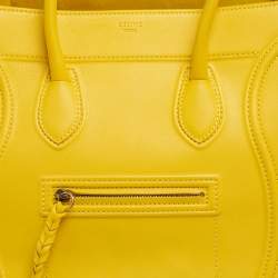 Pre Owned Celine Yellow Leather Medium Phantom Luggage Tote 