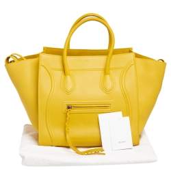 Pre Owned Celine Yellow Leather Medium Phantom Luggage Tote 