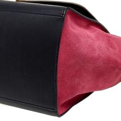 Pre Owned Celine Multicolor Leather And Suede Medium Trapeze Top Handle Bag