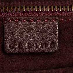 Pre Owned Celine Burgundy Leather Small Buckle Flap Baguette 