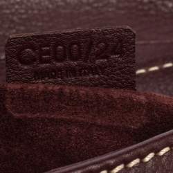 Pre Owned Celine Burgundy Leather Small Buckle Flap Baguette 