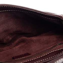 Pre Owned Celine Burgundy Leather Small Buckle Flap Baguette 