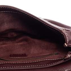 Pre Owned Celine Burgundy Leather Small Buckle Flap Baguette 