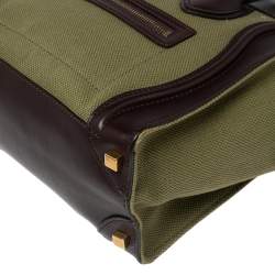 Pre Owned حقيبة يد سيلين مايكرو لاغيدج جلد وكانفاس بني/ أخضر