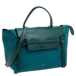 Pre Owned Celine Green Leather Small Belt Top Handle Bag
