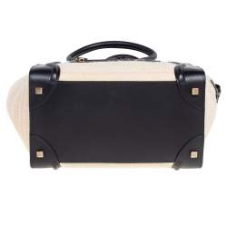 Pre Owned حقيبة يد سيلين ميني لاغيدج جلد وكانفاس كريمي/سوداء