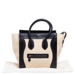 Pre Owned حقيبة يد سيلين ميني لاغيدج جلد وكانفاس كريمي/سوداء