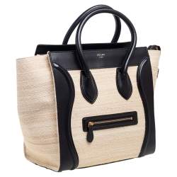 Pre Owned حقيبة يد سيلين ميني لاغيدج جلد وكانفاس كريمي/سوداء