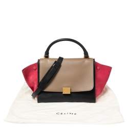 Pre Owned Celine Tri Color Leather and Suede Mini Trapeze Top Handle Bag