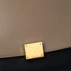 Pre Owned Celine Tri Color Leather and Suede Mini Trapeze Top Handle Bag
