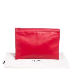 Pre Owned Celine Red Leather Roll Clutch