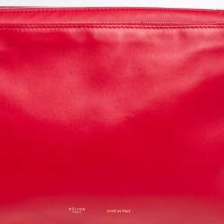 Pre Owned Celine Red Leather Roll Clutch