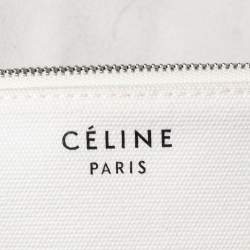 Pre Owned Celine White/Black Canvas and Leather Horizontal Cabas Tote 