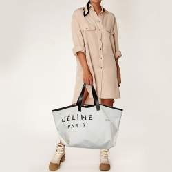 Celine Horizontal Canvas & Leather Tote in Black
