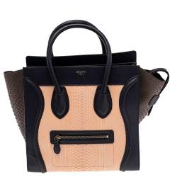 Pre Owned حقيبة يد توتس سيلين ميني لاغيدج جلد وجلد ثعبان ثلاثي اللون