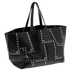 Pre Owned Celine Black Leather Grommet Cabas Tote