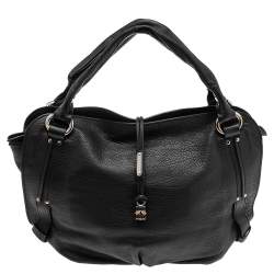 Pre Owned Celine Black Leather Medium Bittersweet Hobo