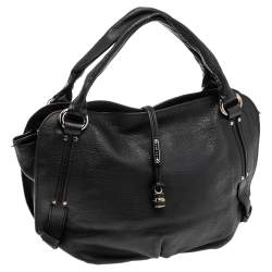 Pre Owned Celine Black Leather Medium Bittersweet Hobo