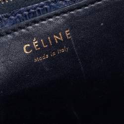 Celine Navy Blue Python Medium Classic Box Shoulder Bag