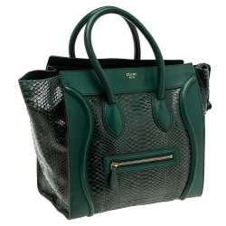 Pre Owned حقيبة يد سيلين لاغيدج ميني جلد ثعبان أخضر