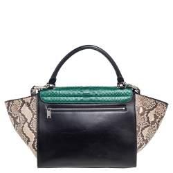Pre Owned Celine Tricolor Python and Leather Medium Trapeze Bag