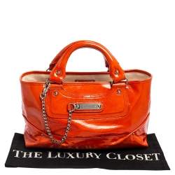 Pre Owned Celine Orange Patent Leather Boogie Tote
