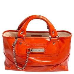 Pre Owned Celine Orange Patent Leather Boogie Tote