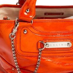Pre Owned Celine Orange Patent Leather Boogie Tote