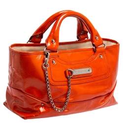 Pre Owned Celine Orange Patent Leather Boogie Tote