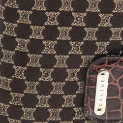 Celine Brown Macadam Canvas and Croc Embossed Leather French Wallet