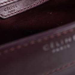 Pre Owned Celine Maroon Leather Micro Luggage Tote