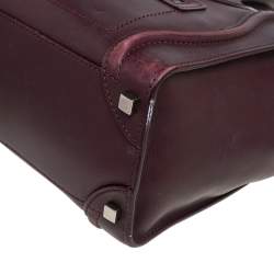 Pre Owned Celine Maroon Leather Micro Luggage Tote