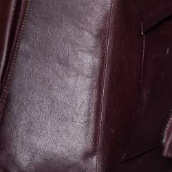 Pre Owned Celine Maroon Leather Micro Luggage Tote