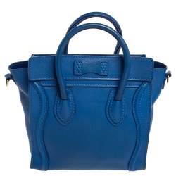 Pre Owned حقيبة يد توتس سيلين نانو لاغيدج جلد أزرق