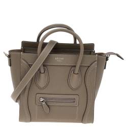 Pre Owned Céline Grey Leather Nano Luggage Tote