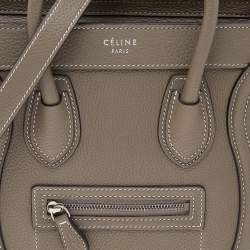 Pre Owned Céline Grey Leather Nano Luggage Tote