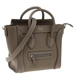 Pre Owned Céline Grey Leather Nano Luggage Tote