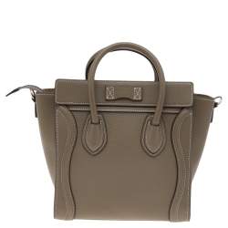 Pre Owned Céline Grey Leather Nano Luggage Tote