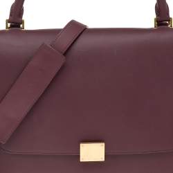 Pre Owned Celine Burgundy/Blue Leather And Suede Medium Trapeze Bag