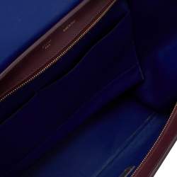 Pre Owned Celine Burgundy/Blue Leather And Suede Medium Trapeze Bag