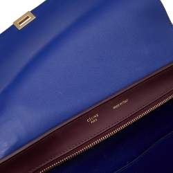 Pre Owned Celine Burgundy/Blue Leather And Suede Medium Trapeze Bag