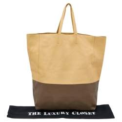 Pre Owned Celine Yellow/Brown Leather Vertical Cabas Bi-Color Tote