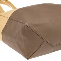 Pre Owned Celine Yellow/Brown Leather Vertical Cabas Bi-Color Tote