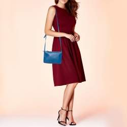 Pre Owned Céline Blue Leather Large Trio Crossbody Bag