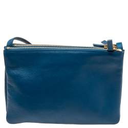 Pre Owned Céline Blue Leather Large Trio Crossbody Bag