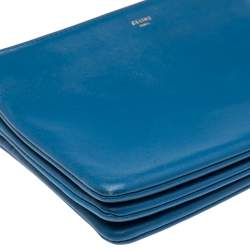 Pre Owned Céline Blue Leather Large Trio Crossbody Bag