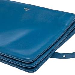 Pre Owned Céline Blue Leather Large Trio Crossbody Bag