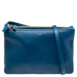 Pre Owned Céline Blue Leather Large Trio Crossbody Bag